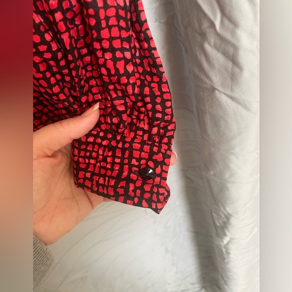 Vintage Nieman Marcus red and black 3 piece 100% silk skirt set | 4 - Picture 7 of 16